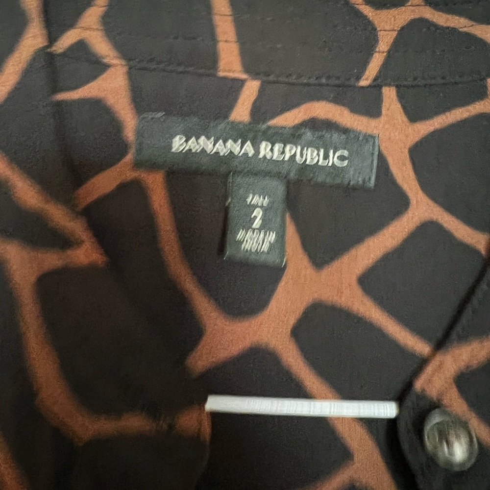 Banana Republic Black and Brown Geometric Blouse